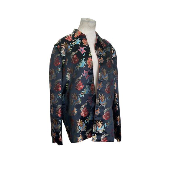 Reversible black red floral embroidered Asian inspired blazer size Medium - Picture 14 of 16